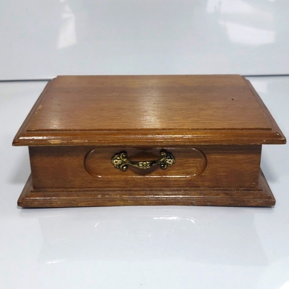 Vintage Centurion Wooden Jewelry Box, Ivory Velvet,Mirrored - Picture 1 of 12